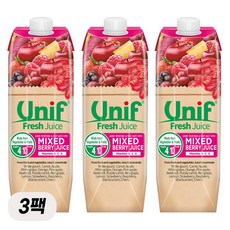 유니프 믹스 베지터블 앤 프루트 베리 주스, 1L, 3개