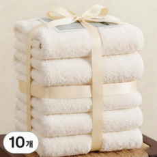 Ataasha 호텔수건 10장 고급 세면 타월 선물 포장 울트라 소프트, 10개, 흰색