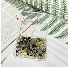 소형 옷핀 안전핀 세트 19mm 컬러 박스포장, 120개, 블랙+실버+골드