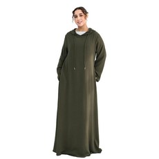 Jazvano Hooded Abaya Dress for Muslim Women Solid Color Muslim Dresses for Women 1pc Islamic Women, Army Green