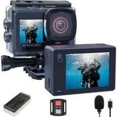 에이펙스캠 X80프로 듀얼 스크린 액션 캠 4K60프레임 초당 프레임 8배 줌 전자 영상 안정화 48메가픽셀 64기가바이트 카드 울트라 HD 와이파이 스포츠 카메라 수중 2.4, 에이펙스캠 X80프로 듀얼 스크린 액션 캠 4K60프레