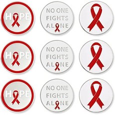 PinMart 골프 볼 마커 썬캡 모자 필드용품 핀마트 믹스 번들 9종 골프공 팩 남녀 액세서리, Red Ribbon Awareness, 1개