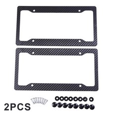 탄소 패턴 플라스틱 번호판 프레임 브래킷 표준 나사 키트 범용 1 개, 2Pcs