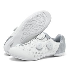 로드바이크 클릿슈즈 평페달 통기성 사이클링 자전거신발 산악자전거 라이딩용, 285, A_평페달용 화이트 슈즈