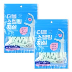 더블 스켈링 치실 일회용 두줄치실 100개입 민트향, 2개