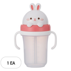 에디슨 프렌즈 흘림방지 입체 빨대컵2, 300ml, 1개, 흰토끼래니