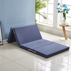 4단 접이식 매트리스 손님용 두꺼운 캠핑 바닥매트, 1cm, 다크 블루 폭80cmx길이200cmx두께10cm