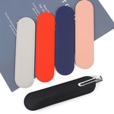 찌니스토어 일자형 PU 가죽 펜케이스 펜파우치, 그레이