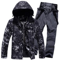 핑크바울몰 남녀공용 보드복 스키복 남성 여성 상하세트, 그레이블랙잉크워시+다크그레이, 1개