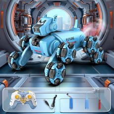 新品智能聲控八輪特技機器狗手勢感應遙控車兒童編程寵物玩具, 八輪特技機械狗【藍色+手柄遙控】, 1個