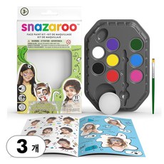 영국 프리미엄 페이스페인팅 스나자루 레인보우 키트 11종 물감 프러쉬 스펀지 가이드북 포함, SN레인보우 3개