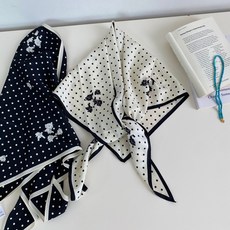 韓版簡約波點氣質斜紋三角絲巾女春夏秋護頸披肩圍巾裝飾頭巾腰帶