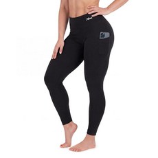 Nirlon 주머니가 있는 여성용 레깅스 하이 웨이스트 운동 요가 팬츠 네이비 블루