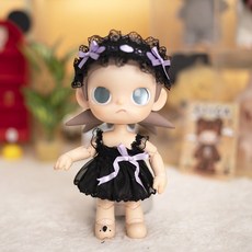 Zsiga 이동식 인형 갈망의 장소 BJD Gazi 자매 아기 드레스 Bonnette 빈티지 플로럴 스커트 흑백 웨딩드레스, 20CM 가지 누나의 옷에는 인형이 포함되어 있지 않다, 보라색 리본 검은색 웨딩드레스