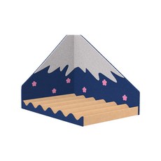 富士山造型貓咪抓板 可愛粉色花飾 瓦楞層疊設計, 藍色, 白色, 1個