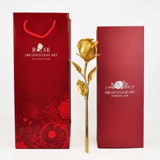 24K 금박 장미 골드 선물 고급 순금박 금장 골드로즈, 1개, 라지 꽃봉오리 장미 (꽃병 제외)