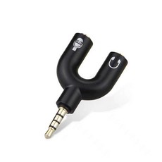 U型音頻轉換器 麥克風耳機一分二轉接頭, 1個, 3.5mm音頻轉換器一分二【顏色隨機】