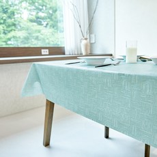 캐프마켓 패턴 방수 테이블보 식탁보, 1개, 6인(140 x 220 cm), 에메랄드+그린