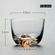 觀山杯 日式功夫茶杯 水晶玻璃手工透明品茗杯, 1個, 描金藏金盃-機產