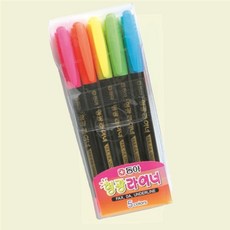 사무용 고체형광펜 5색 플러스펜 컴퓨터용싸인펜 쓱템, 1개