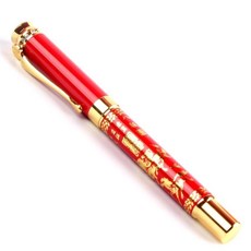 雕紋十二生肖書法學生用鋼筆 彎頭練字美工鋼筆, 紅色,闇尖 直尖特細0.38mm