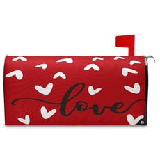 Wamika 해피 발렌타인 데이 우편함 커버 표준 사이즈 발렌타인 데이 레드 러브 하트 자석 우편함 커버 정원 마당 박스 커버 휴일 장식 길이 63.5cm x 너비 53.3cm, Wamika 해피 발렌타인 데이 우편함 커버 표준 사이
