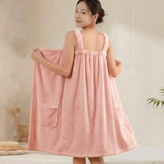 비바프 부드러운 도톰한 여성 목욕 샤워 가운 타올, 1개, 핑크