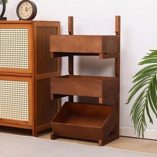 원목 회전책장 어린이 거실 수납 선반 실내 책꽂이, 1단, 월넛 3단