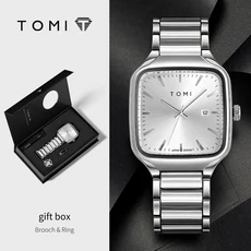 토미 남성용 쿼츠 시계 패션 박스 세트 커프스링크 반지 선물