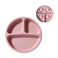 DFMEI 硅膠餐盤圍兜嬰兒童碗餐具叉勺防摔零食杯子套裝兒童輔食硅膠餐盤, 1個, 餐盤淺粉色:如圖