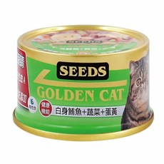 【惜時 Seeds】貓 Golden Cat健康機能特級金貓罐 80g 白身鮪魚 蔬菜 蛋黃 特金小金罐 聖萊西, 24個