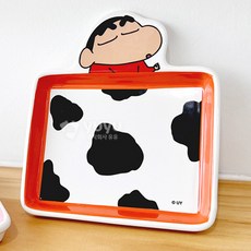 짱구는못말려 짱구이불 레드 디저트 플레이트 캐릭터 접시 도자기접시, 1개