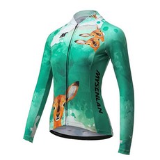 Mysenlan 여성용 사이클링 긴소매 통기성 저지 세트 3D 패딩 롱 팬츠 바이크 셔츠 자전거 타이츠 의류 저지-그린 163071
