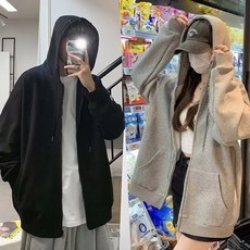 [도매라인] 남녀공용 오버핏 후드집업 데일리 후드 잠바 간절기 아우터 여성 남성 루즈핏 점퍼 가디건