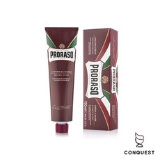 【CONQUEST】Proraso 義大利領導品牌 刮鬍膏 刮鬍皂 刮鬍泡 藍色保濕麝香 適合乾性肌膚 泡沫細緻綿密, 1個, 紅 - 滋潤檀香