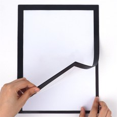 캣냥냥 부착식 PVC 자석프레임 A4 무타공접착식자석액자, 검정