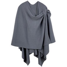 MIRMARU 여성용 크로스 프론트 판초 스웨터 랩 토퍼 니트 카디건 숄 케이프 가을 겨울용 레드 142020, 차콜