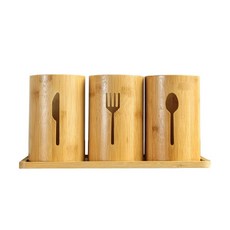 創意簡約圓形竹製筷子筒, 1個, 四件套29.5*11.8*15cm-660g:如圖