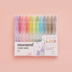 모나미 이지클릭 형광펜 12색 세트, 혼합색상, 1세트