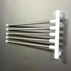 행주걸이 5단 무타공 회전식 주방 욕실 스테인레스 접착식 걸이 고리