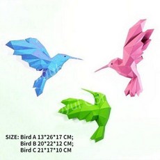 페이퍼크래프트 종이 모형 DIY 입체 동물 종이접기 크래프트, 일반 종이 버전, H. P521벽걸이세마리벌새