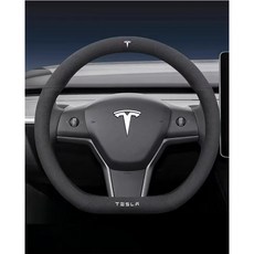 테슬라 모델 3 Y S X 로드스터 스웨이드 미끄럼 방지 통기성 가죽 자동차 핸들, 블랙 스웨이드