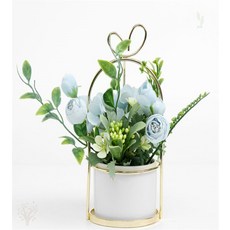 가을다미추천 블루 라넌큘러스 조화 화분 데스크화분