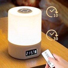 플랜와이 눈부심 없는 무선 탁상용 감성 무드등 수유등, 리모컨 시계형
