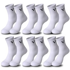 발렌티노크리스티 면95% 바닥 도톰한 러닝 조깅 이중 쿠션 스포츠양말 중목 6켤레, 화이트, 1개