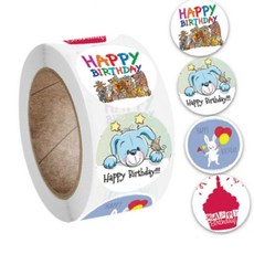 4믹스 토끼 생일 축하 스티커 대용량 500매 답례품 OC_0404TG