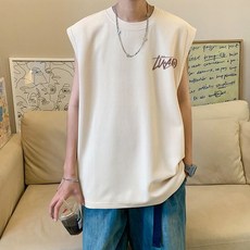 美式坎肩背心男生2024新款夏季休閒運動情侶寬鬆簡約無袖T恤上衣