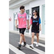 原創 假兩件球衣 熱火3號韋德球服 情侶款籃球服 WADE 球衣套裝 運動速乾籃球衣