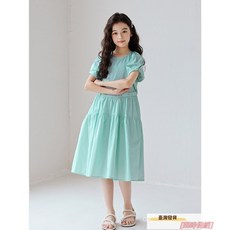 女大童連衣裙夏裝新款中大童純棉韓係大裙擺蝴蝶結公主裙