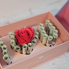커스텀 축하 감사 문구 아이러브유 장미꽃 하트 반전 용돈이벤트 박스 부모님 생신 생일 환갑 칠순 선물 돈꽃다발 장미꽃 한송이세트, 필요없어요, 1개, 레드장미